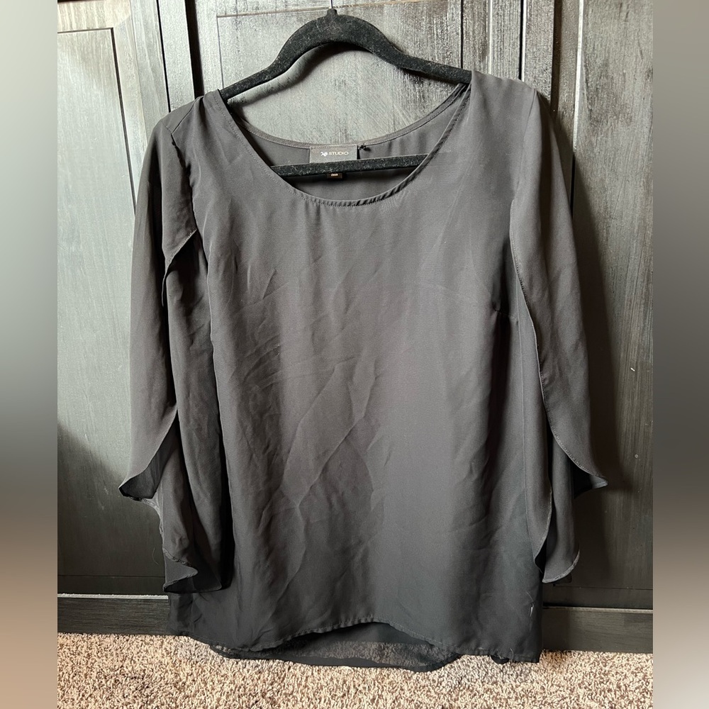 AB Studio Black 3/4 Sleeve Blouse